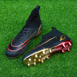 High Top Football Boots FG High-end Electroplating Sole Dual Color Football Shoes For Adults Outdoor Anti Slip Training Shoes