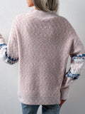 Cozy Snowflake Pattern Mock Neck Long Sleeve Pullover Sweater - Women's Winter Clothing - Soft, Cute, and Comfortable Sweater for Casual Daily Wear