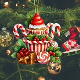 6Pcs Christmas Candy Ornaments Acrylic Candy Cane Tree Decoration Hanging Peppermint Christmas Decorations Xmas Lollipop Ornament with Rope Vintage Christmas Ornaments Set for Xmas Winter
