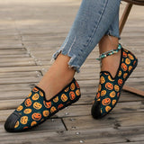themeisles - Halloween Cream White Casual Patchwork Printing Round Comfortable Flats Shoes