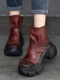 themeisles Round-Toe Hook&Loop Platform Boots