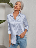 themeisles Urban Leopard Long Sleeves Lapel Blouse