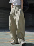 themeisles Split-Joint Solid Color Wide Leg Loose Trousers Casual Pants Bottoms