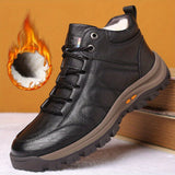 Men's Casual Snow Boots, Anti-skid Windproof Lace-up Ankle Boots With Fuzzy Lining For Outdoor Walking Running Hiking, Autumn And Winter