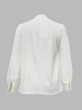 themeisles Simple Long Sleeves Puff Sleeves Asymmetric High-Neck Blouses&Shirts Tops