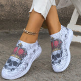 themeisles - Halloween White Casual Patchwork Printing Round Comfortable Shoes