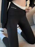 themeisles Casual Skinny Leg Keep Warm Solid Color Leggings