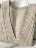 themeisles Casual Loose Knitting Sleeveless Solid Color V-Neck Vest Top