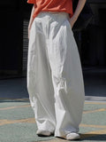 themeisles Split-Joint Solid Color Wide Leg Loose Trousers Casual Pants Bottoms
