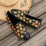 themeisles - Halloween Cream White Casual Patchwork Printing Round Comfortable Flats Shoes