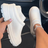 themeisles - White Casual Living Patchwork Solid Color Round Keep Warm Comfortable Flats Shoes