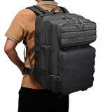 45L Large Capacity Travel Backpack for Men - Spacious 3-Day Pack with DIY Molle System, Fits 17 Inch Laptop, Durable Nylon Material, Hand Washable, Ideal for Travel, Work, Camping, Hunting, Hiking, Sports