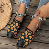 themeisles - Halloween Cream White Casual Patchwork Printing Round Comfortable Flats Shoes