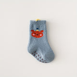 2pairs Baby Autumn And Winter Socks, Thickened Coral Fleece Warm Socks For Boys And Girls, Cartoon Baby Non-slip Socks Floor Toddler Socks