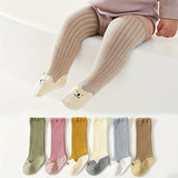 3pairs Baby Girls Kids Warm Over The Knee Socks For Autumn Winter, Cartoon Rabbit Fashion Striped Socks, Toddlers Children's Trendy High Socks