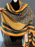 themeisles Vintage Ramie Cotton Leopard Printed Scarf