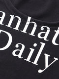 themeisles Letter Print Skinny Long Sleeves U-Neck T-Shirts