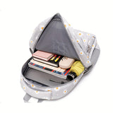 3-Piece Daisy Print Backpack Set - Spacious Zipper Closure Daypack with Lining, Detachable Lunch Bag, and Pencil Case - Perfect Student Back to School Gift for Boys and Girls