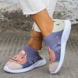 themeisles - Halloween White Casual Patchwork Printing Round Comfortable Shoes