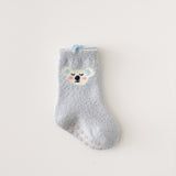 2pairs Baby Autumn And Winter Socks, Thickened Coral Fleece Warm Socks For Boys And Girls, Cartoon Baby Non-slip Socks Floor Toddler Socks
