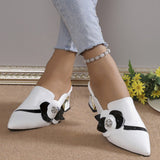 themeisles - White Casual Patchwork Pointed Out Door Wedges Shoes (Heel Height 2.75in)