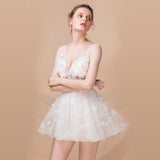2025 G658/Sexy perspective dress small dress nightclub lace short skirt deep V-neck car show catwalk performance suit