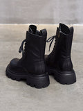 themeisles Vintage Cow Leather Mid Heels Height Boots