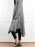 themeisles Irregular Clipping Long Sleeves Solid Color Hooded Outerwear
