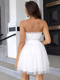 Elegant Off-The-Shoulder Solid Puffy Bandeau Bridesmaid Dress - Micro Elastic Polyamide Fabric, Heart Collar, No Printing, Knit Fabric - Perfect for Wedding, Evening, Occasion, Engagement, Ceremony, Birthday