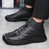 Plus Size Mens Comfort Boots - Fashionably Trendy, Slip-Resistant, Lace-Up, Vintage-Inspired Design - Ideal for Outdoor Activities and Daily Wear, Ankle-High, Solid Color