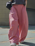 themeisles Split-Joint Solid Color Wide Leg Loose Trousers Casual Pants Bottoms