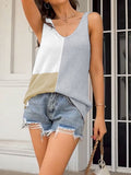themeisles Multi-Colored Sleeveless V-neck Vest Top