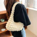THEMEISLES 2025 Korean version pleated bubble shoulder bag  new waffle plaid handbag small fresh simple women's bag underarm bag