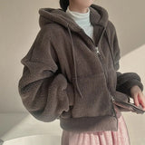 THEMEISLES Korean version of Popular trade lamb wool coat women's autumn and winter fleece thickened lamb wool sweater cardigan top  new