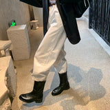 2025  Round head V-mouth thick heel medium and high boots long boots female knight boots
