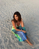 Summer Women's Clothes Hot-Selling Sexy Figure High Waist Gradient Color Deep V Cross Strap Dress Beach