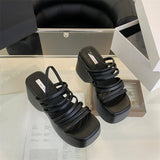 THEMEISLES European and American Fashion Platform Open Toe Women's Sandals  Summer New Temperament Wild Thin Strap High Heels Sandals