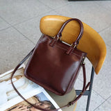 2025 The first layer of cowhide handbag, vegetable tanned leather messenger bag, retro genuine leather women's bag, New live broadcast tote bag 6661-1 large