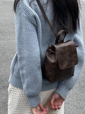 THEMEISLES Xiaohongshu Same Style Texture Small Retro American Brown Backpack New Ins Simple All-Match Shoulder Bag