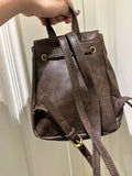 THEMEISLES Xiaohongshu Same Style Texture Small Retro American Brown Backpack New Ins Simple All-Match Shoulder Bag