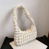 THEMEISLES 2025 Korean version pleated bubble shoulder bag  new waffle plaid handbag small fresh simple women's bag underarm bag