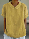 THEMEISLES Independent Station Wish Hot Sale New Loose Lapels Shirt Women's Short Sleeve 100% Cotton Coat