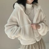 THEMEISLES Korean version of Popular trade lamb wool coat women's autumn and winter fleece thickened lamb wool sweater cardigan top  new