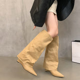 2025  Boots pointed knight boots women's boots popular new retro cowboy high heel Internet celebrity babes fried street pants boots