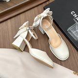 Closed Toe Sandals for Women  New Summer Bow Fairy Style Hollow Women's Shoes Chunky Heel High Heel Shoes Women