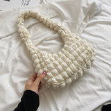 THEMEISLES 2025 Korean version pleated bubble shoulder bag  new waffle plaid handbag small fresh simple women's bag underarm bag