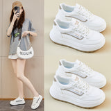 2025  summer little white shoes new Korean version ins female students thick sole heightening mesh breathable casual street shot H150