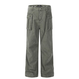 F9019 2025n retro popular trendy three-dimensional pocket design high-end men's loose tooling casual pants