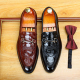 2025 Douyin Internet celebrity new men's business dress British men's shoes crocodile pattern leather young trendy men's shoes business leather shoes