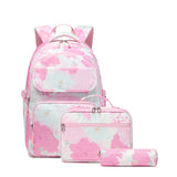Cross-Border New Arrival Three-Piece Backpack Girl Printing Color Contrast Primary School Student Schoolbag Lightweight Waterproof Backpack Generation Delivery